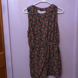 Navy with pink flower printed romper